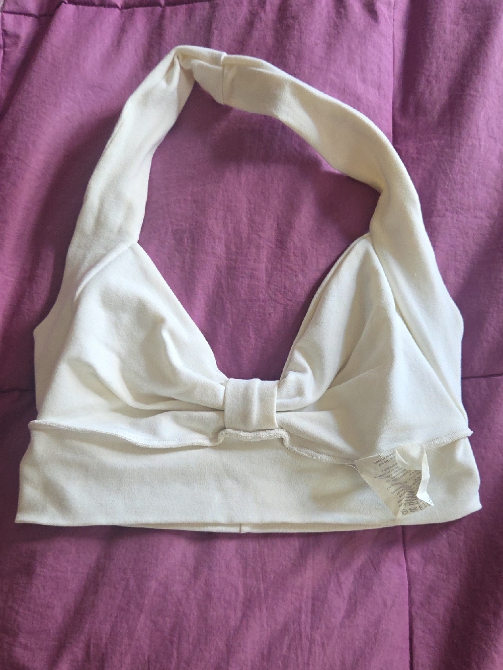Vintage Brasil Sul White "Bowtie" Front Halter Sports Bra Small / Medium - Picture 4 of 7
